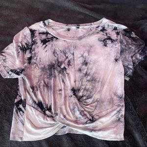Medium black and white Tie Dye Crop Tee